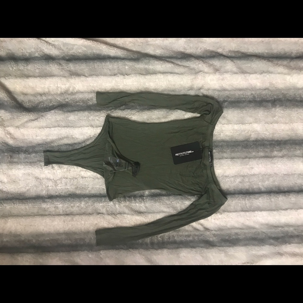 olive green long sleeve off the shoulder